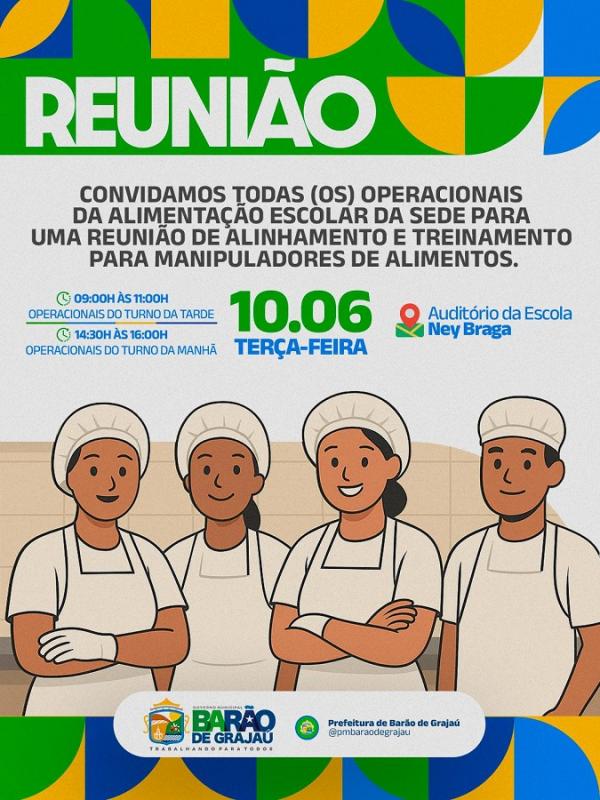 Barão de Grajaú realiza reunião de alinhamento e treinamento para manipuladores da alimentos escolar(Imagem:Divulgação)