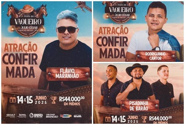 IX Festa do Vaqueiro de Barão de Grajaú confirma atrações e promete emoção nos dias 14 e 15 de junho de 2025.(Imagem:Reprodução/Instagram)