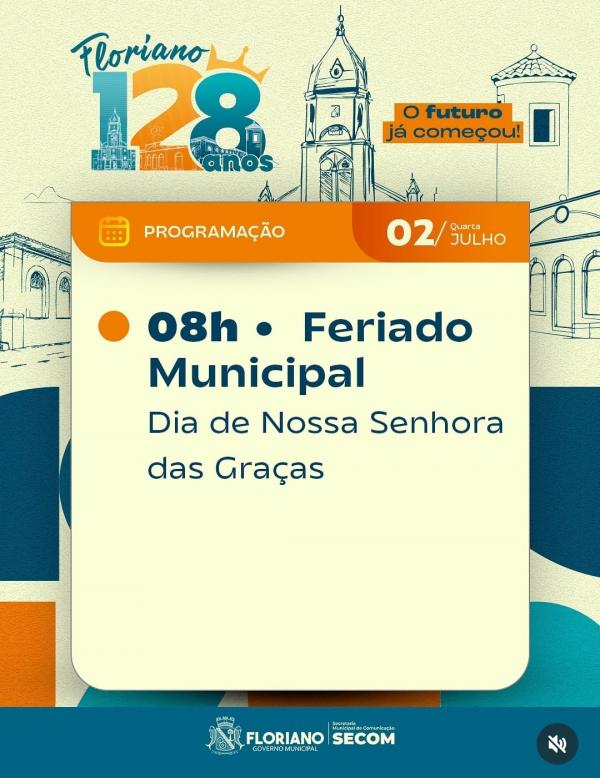 Programação do aniversário de 128 anos de Floriano (Imagem:Reprodução/Instagram)