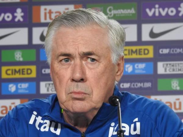 Carlo Ancelotti, técnico da seleção brasileira, em entrevista coletiva.(Imagem:Bruno Cassucci)