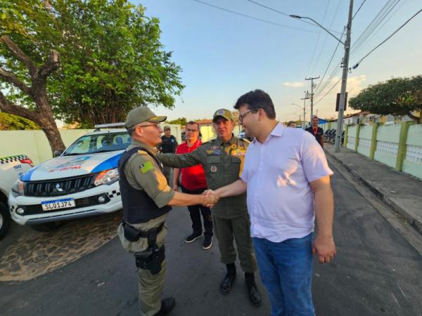 Comandante do 3ºBPM, Tenente-coronel Gilson Leite; Comandante-geral da Polícia Militar, Coronel Scheiwann Lopes e Secretário de Segurança Chico Lucas.(Imagem:Divulgação)