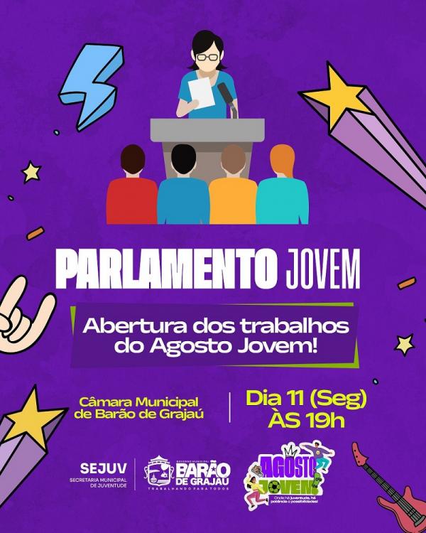 Parlamento Jovem marcará abertura do Agosto Jovem em Barão de Grajaú.(Imagem:Divulgação)