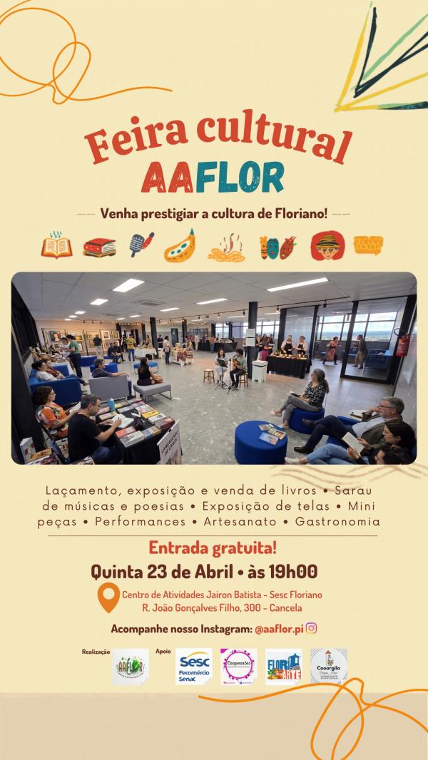 Feira Cultural AAFLOR celebra arte, literatura e talentos locais em Floriano.(Imagem:Divulga&ccedil;&atilde;o)