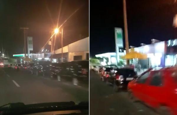 Condutores de Teresina passam a noite em postos para abastecer por R$ 3,50 o litro da gasolina(Imagem:Reprodução)