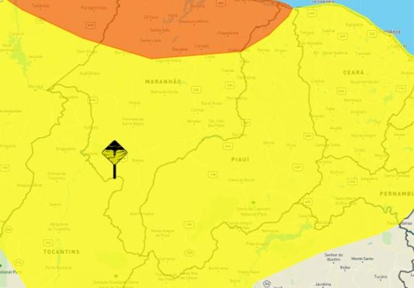 Inmet emite alerta de chuva para todos os municípios do Piauí.(Imagem:Inmet)