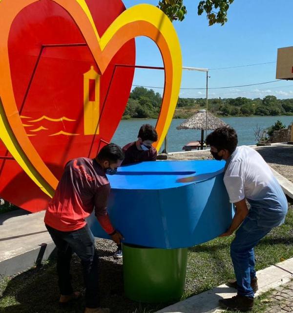 Letreiro turístico do Cais da Beira-Rio é retirado para manutenção(Imagem:Secom)