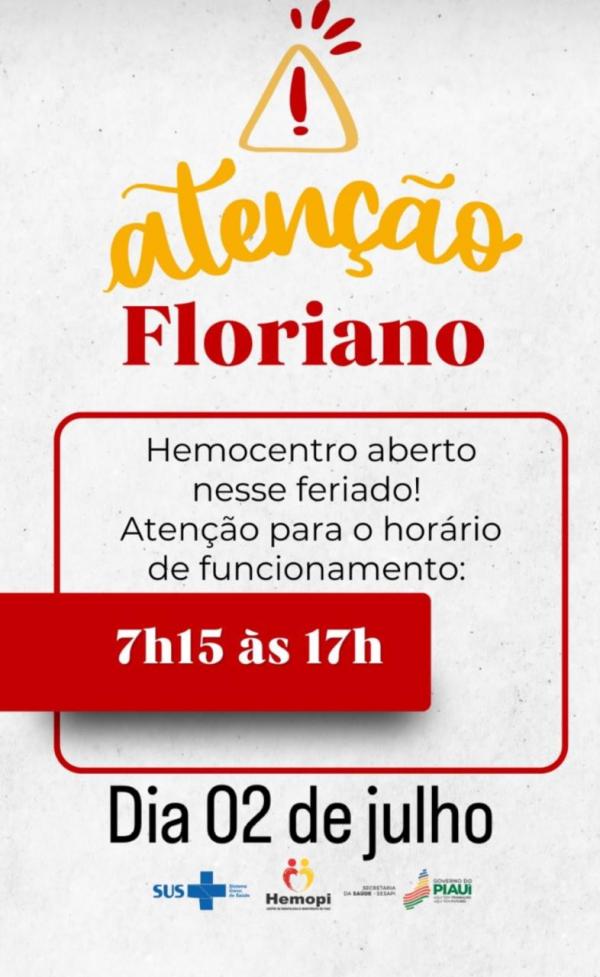 Hemocentro de Floriano funcionará normalmente no feriado de 02 de julho.(Imagem:Divulgação)