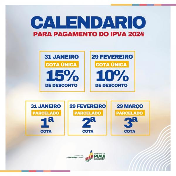 O contribuinte poderá pagar a cota única do IPVA com desconto de 15% até o dia 31 de janeiro.(Imagem:Divulgação)