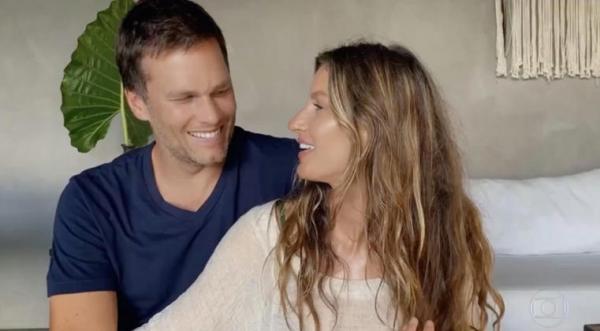 Tom Brady e Gisele Bündchen em entrevista com Pedro Bial para o programa 