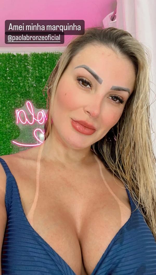 Andressa Urach mostra marquinha após bronzeamento com biquíni de fita.(Imagem:Reprodução/Instagram)