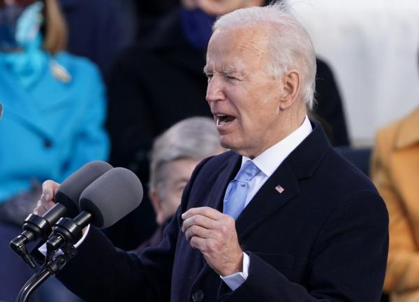 O presidente dos EUA, Joe Biden, fala durante sua posse como 46º presidente dos Estados Unidos na Frente Oeste do Capitólio dos EUA, em Washington, nesta quarta (20).(Imagem:Kevin Lamarque/Reuters)