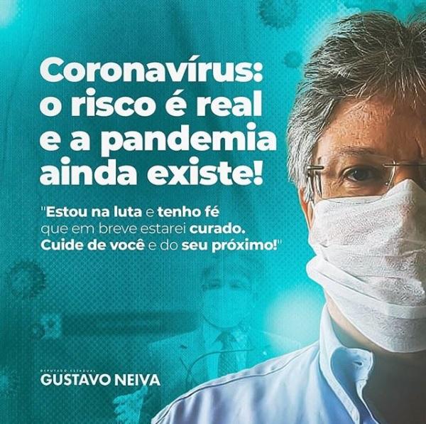 Deputado estadual Gustavo Neiva testa positivo para Covid-19(Imagem:Divulgação/Instagram)
