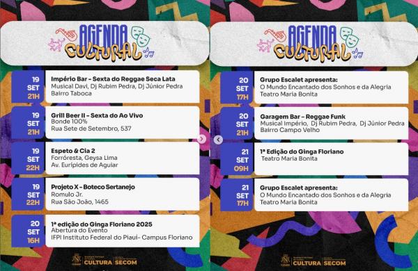 Floriano se prepara para um fim de semana repleto de música, alegria e cultura!(Imagem:Reprodução/Instagram)