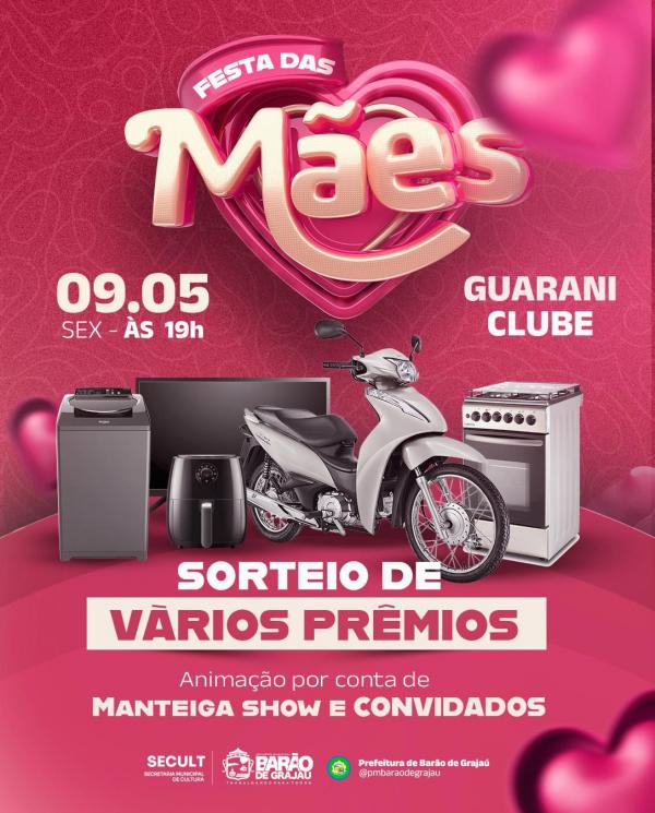 Prefeitura de Barão de Grajaú promove grande Festa das Mães com música e sorteio de prêmios.(Imagem:Divulgação)