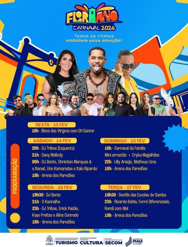 Carnaval 2026: Floriano se prepara para cinco dias de festa, m&uacute;sica e tradi&ccedil;&atilde;o(Imagem:Reprodu&ccedil;&atilde;o/Instagram)