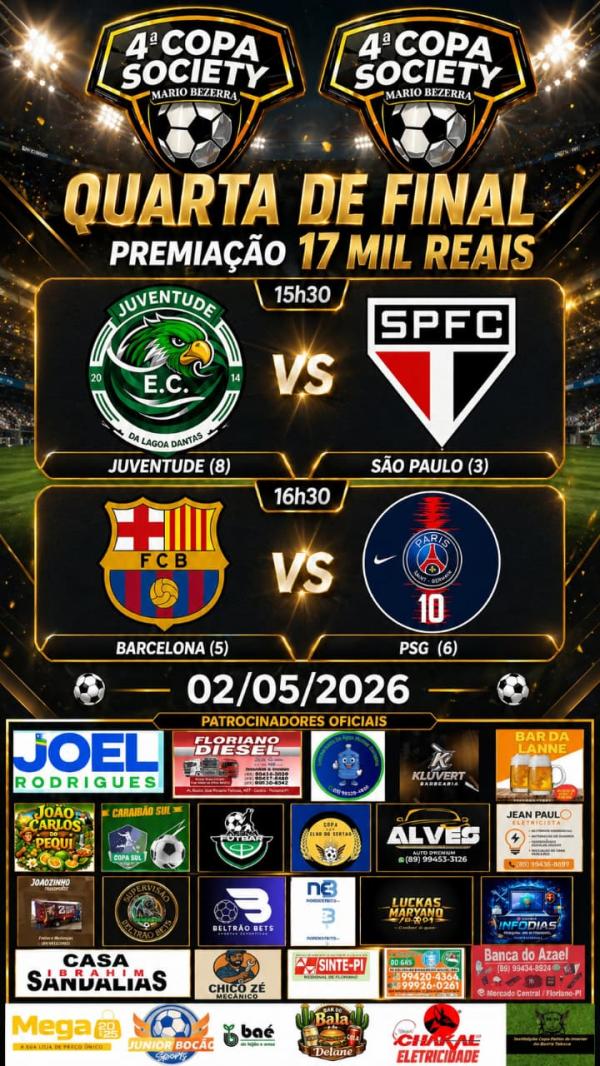 4&ordf; Copa Society M&aacute;rio Bezerra chega &agrave;s quartas de final com premia&ccedil;&atilde;o de R$ 17 mil.(Imagem:Divulga&ccedil;&atilde;o)