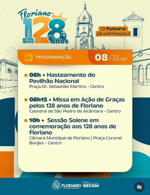 Programação do aniversário de 128 anos de Floriano (Imagem:Reprodução/Instagram)