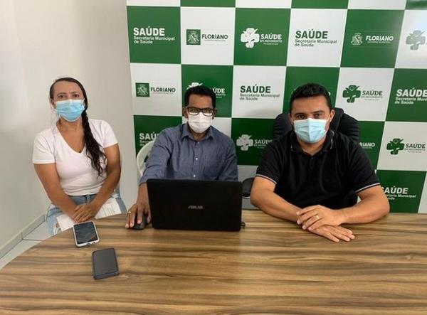 Rita Sousa, Secretária do Conselho Municipal de Saúde; Assessor Jurídico, Dr Cleber Alencar e James Rodrigues, Secretário Municipal de Saúde.(Imagem:Reprodução/Instagram)