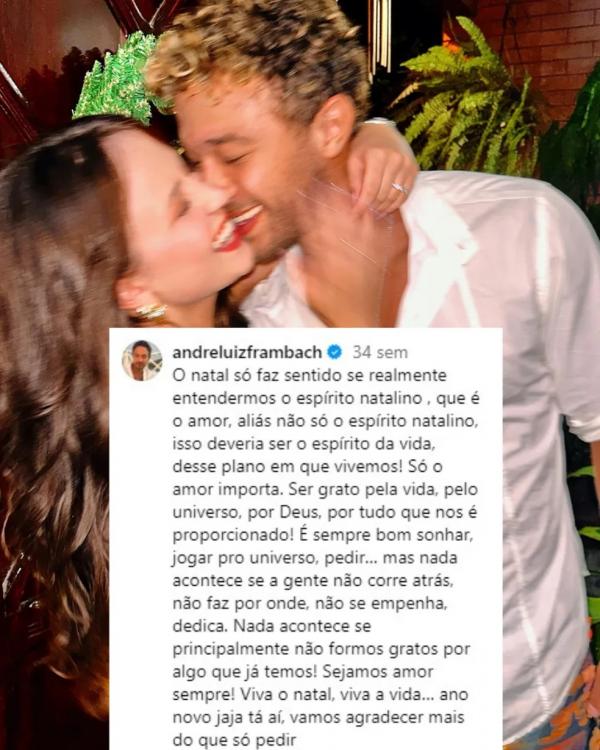 Larissa Manoela e André Luiz Frambach na noite de Natal de 2022.(Imagem:Reprodução/Instagram)