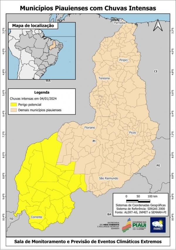  INMET emite alerta para chuvas intensas em 26 municípios do Piauí(Imagem:Divulgação)