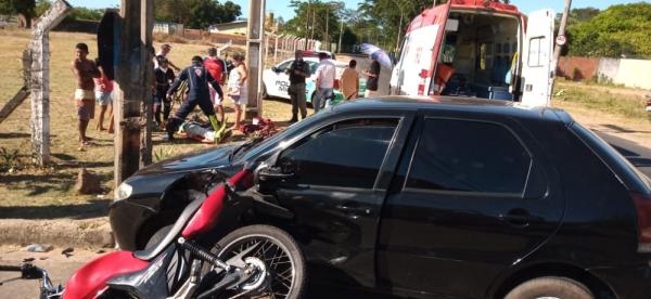 Motociclista fica ferido após colidir com carro em Teresina(Imagem:Reprodução)