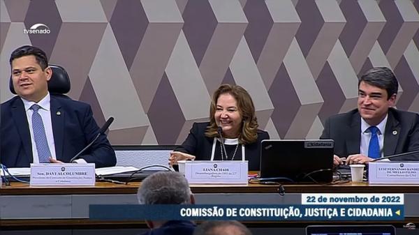 Desembargadora Liana Chaib passa por sabatina do CCJ nesta terça-feira (22).(Imagem:Reprodução/TV Senado)