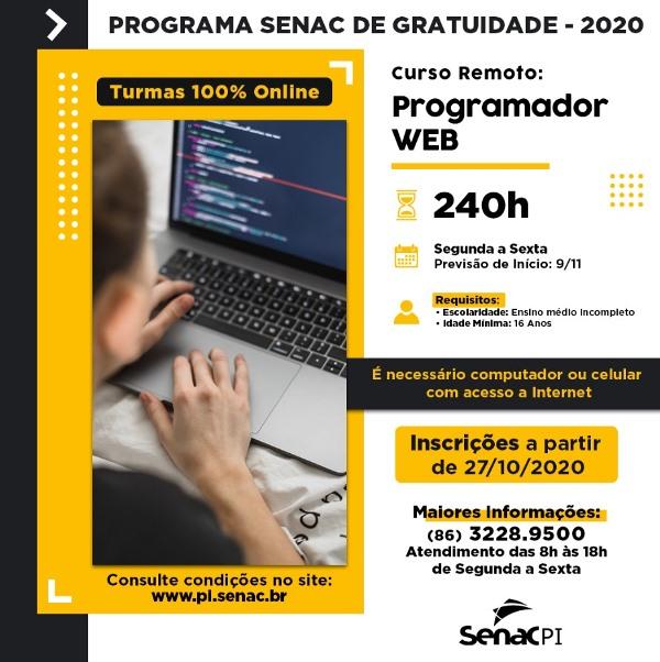 Nova oferta de cursos do Programa Senac Gratuidade(Imagem:Divulgação)