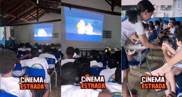 Projeto Cinema na Estrada leva exibi&ccedil;&atilde;o do filme ?Flor do Mandacaru? &agrave; Escola Ant&ocirc;nio Nivaldo, em Floriano.(Imagem:Reprodu&ccedil;&atilde;o/Instagram)