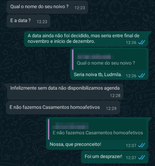 Empresa informou que não registra casamentos homoafetivos.(Imagem:Reprodução)