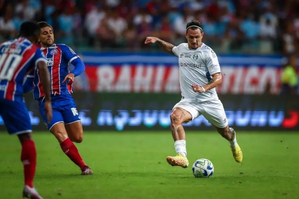 Vina em empate do Grêmio com o Bahia.(Imagem:Lucas Uebel/Grêmio)