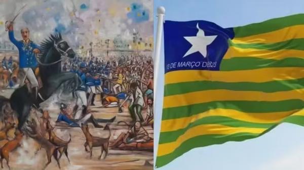 Por que o 13 de mar&ccedil;o, data da Batalha do Jenipapo, homenageado na bandeira do Piau&iacute;, n&atilde;o &eacute; feriado ? Foto: Batalha do Jenipapo (Paulo Gaspar)/ Bandeira do Piau&iacute;(Imagem:Reprodu&ccedil;&atilde;o)