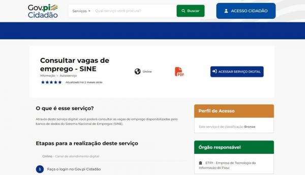 Serviço digital possibilita ao cidadão verificar a qualquer momento novas oportunidades de emprego.(Imagem:Divulgação)