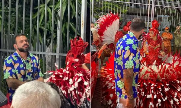 Chefão da Viradouro e porta-bandeira do Salgueiro são flagrados na concentração antes do desfile.(Imagem:Reprodução)