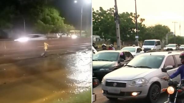 Cratera surge na BR-316 e causa acidentes e congestionamento em Teresina(Imagem:Reprodu&ccedil;&atilde;o)
