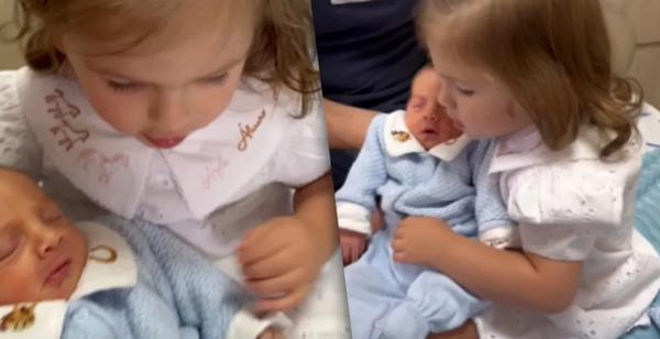 Ayla encontra irmãos gêmeos pela primeira vez.(Imagem:Reprodução/Instagram)