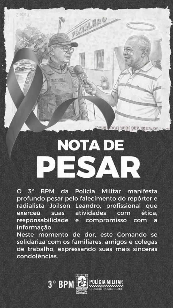 Nota de pesar (Imagem:Divulga&ccedil;&atilde;o/PM)