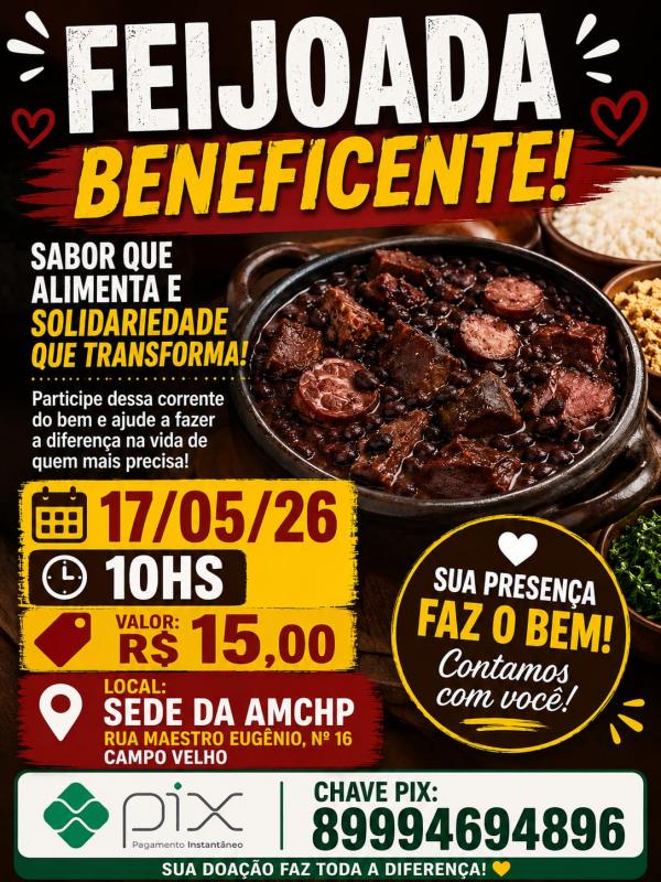 AMCHP promove feijoada beneficente neste domingo em Floriano(Imagem:Divulga&ccedil;&atilde;o)