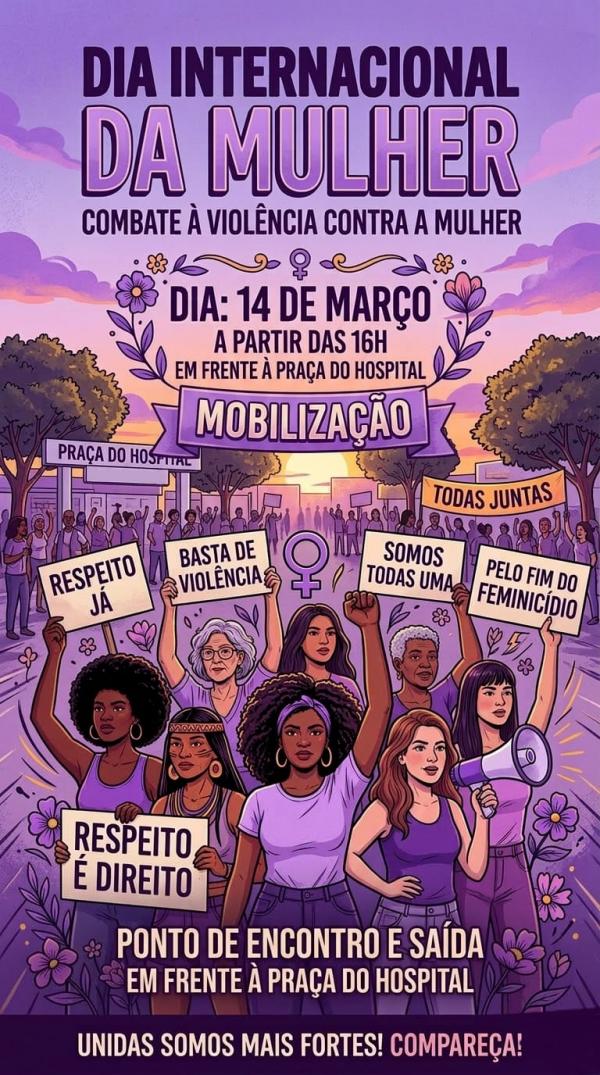 Ato em Bar&atilde;o de Graja&uacute; marcar&aacute; combate &agrave; viol&ecirc;ncia contra a mulher.(Imagem:Divulga&ccedil;&atilde;o)