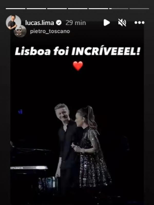 Lucas Lima se manifestou após show com Sandy(Imagem:Reprodução/Instagram)