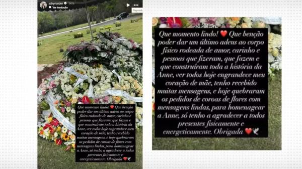 Schynaider Moura mostra coroas de flores em velório de Anne-Marie: 