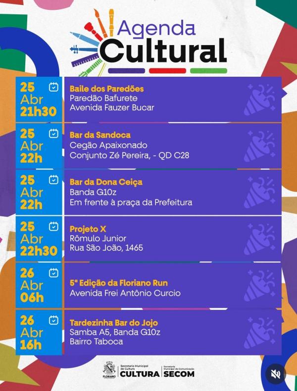 Agenda cultural movimenta Floriano com programa&ccedil;&atilde;o diversificada neste fim de semana(Imagem:Reprodu&ccedil;&atilde;o/Instagram)