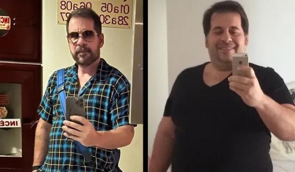 Leandro Hassum mostra antes e depois do processo de emagrecimento.(Imagem:Reprodução/Instagram)