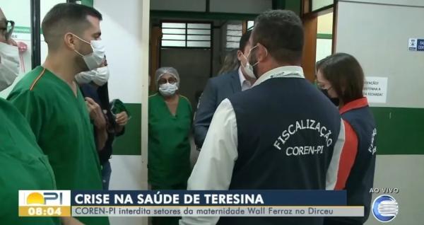 Fiscalização do Coren-PI na maternidade Wall Ferraz, na Zona Sudeste de Teresina.(Imagem:Reprodução/TV Clube)