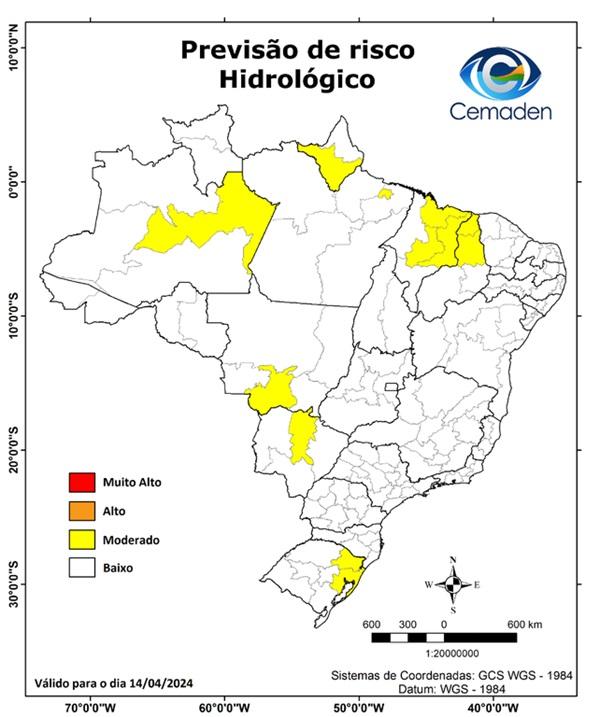 Com rios acima do nível normal, Piauí tem alertas de chuvas intensas e de risco para inundações(Imagem:Reprodução/Cemaden)