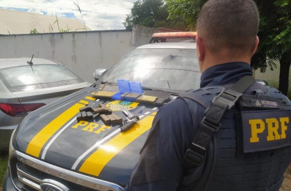 Transporte ilegal de armamento coloca em risco segurança nas rodovias.(Imagem:Divulgação/PRF)
