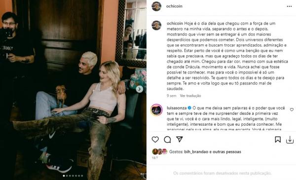 Chico apaga foto com Luísa Sonza(Imagem:Reprodução/Instagram)