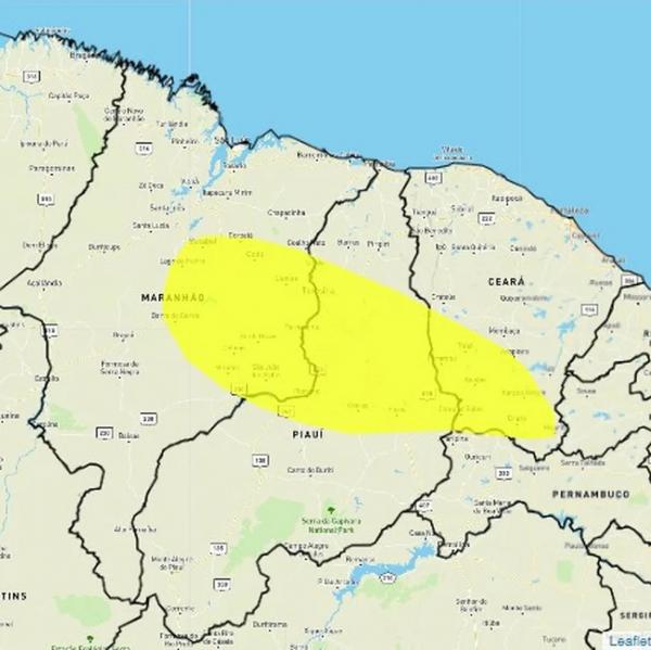 Piauí tem 103 cidades da região Centro-norte com alerta de chuvas intensas; veja lista.(Imagem:Reprodução)