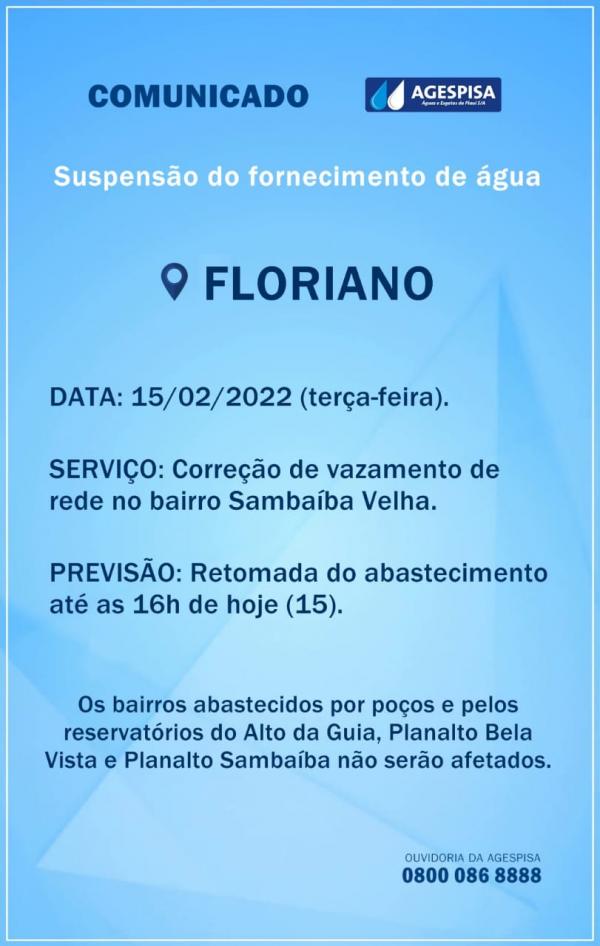 Suspensão do fornecimento de água.(Imagem:Divulgação)