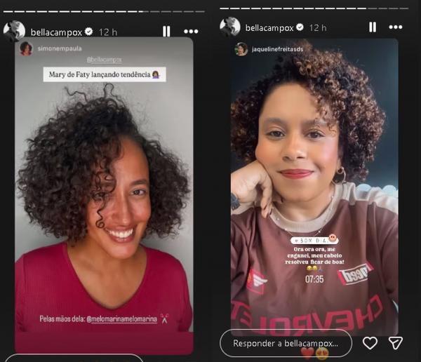 Corte no estilo Maria Fátima viraliza na web e Bella Campos elogia.(Imagem:Reprodução/Instagram)
