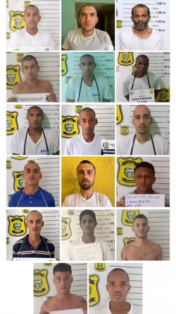 Sejus divulga fotos e nomes dos 17 fugitivos da Penitenciária de Bom Jesus, Sul do Piauí.(Imagem:Reprodução)